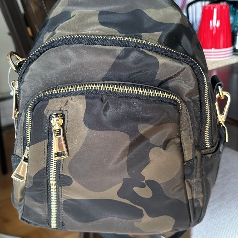 Camouflage Backpack with Gold Accents